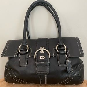 Authentic leather Coach SoHo flap handbag